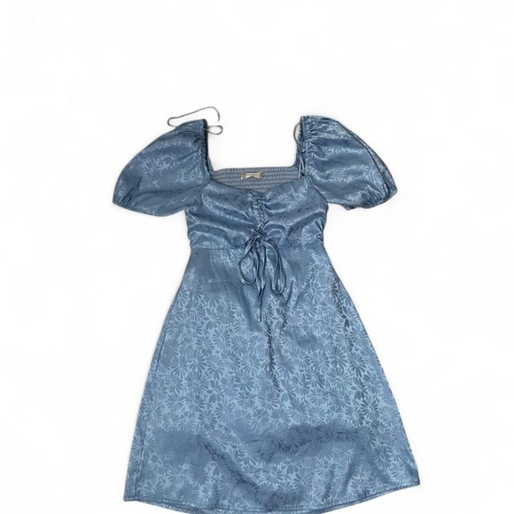 Dresses & Skirts - ALTAR'd State Blue Puff Sleeve Scrunch Floral Mini Dress